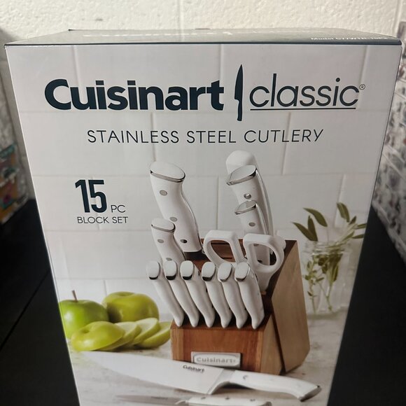 Cuisinart Classic 15pc White Triple Rivet Knife Block Set - C77WTR-15P2 - Picture 1 of 4